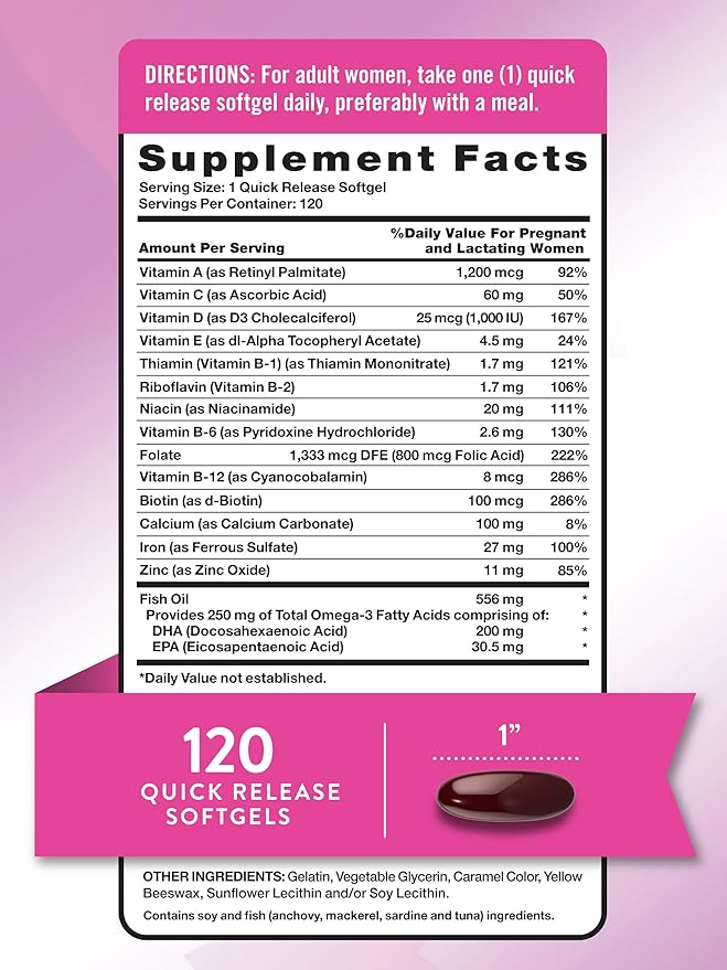 Nature's Truth Prenatal Vitamin for Women | 120 Softgels | Non-GMO & Gluten Free Multivitamin Supplement with DHA and Folic Acid