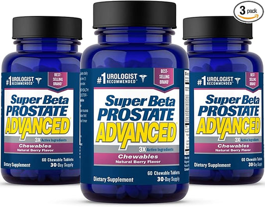 Super Beta Prostate Advanced Chewables - Prostate Support Supplement for Men's Health (180 Chews, 3-Pack)