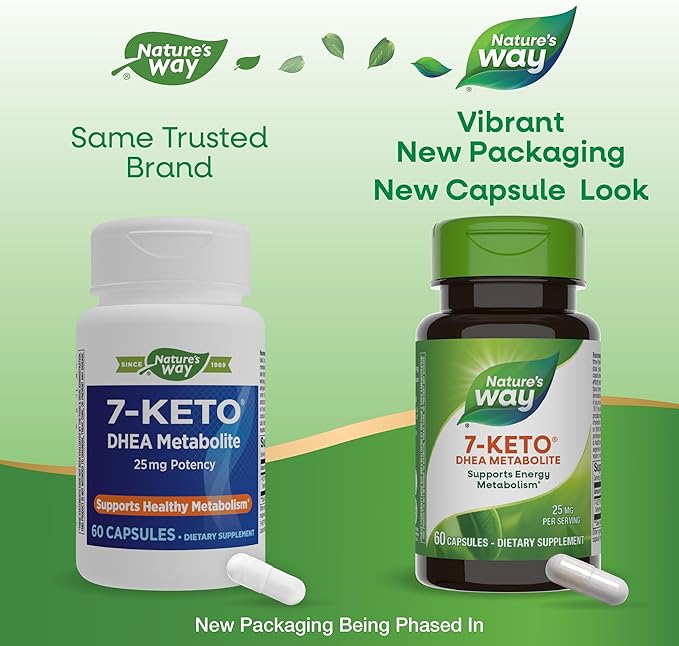 Nature's Way 7-KETO, DHEA Metabolite, Metabolism Support Supplement*, 25mg Potency Per Serving, 60 Capsules