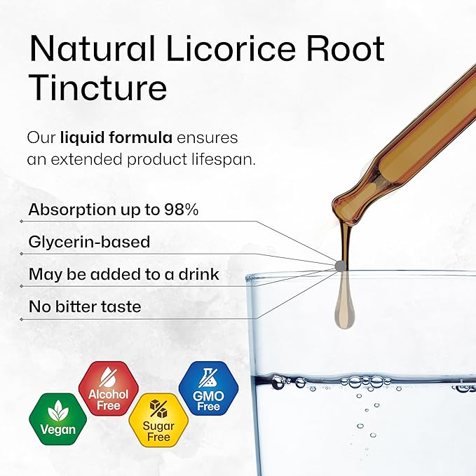 BIO KRAUTER Licorice Root Tincture - Licorice Root Extract for Digestive Support - Alcohol and Sugar Free - Vegan Drops 4 Fl.Oz.