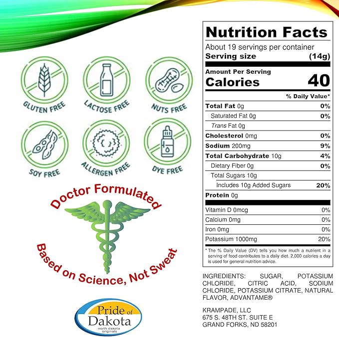 1Krs Potassium Powder Drink Mix | 1000 mg | Hydration and Cramp Prevention