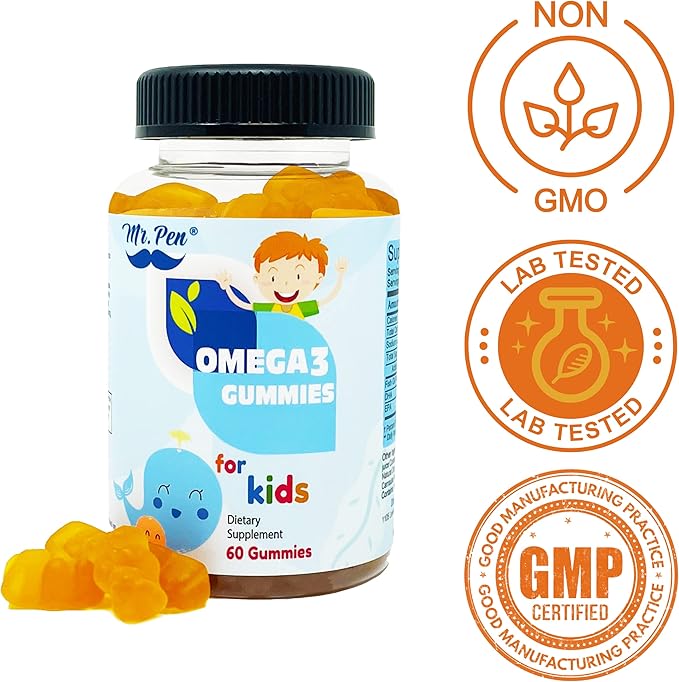 60 Gummies | 2 Months Supplies | Tasty Orange Flavor | 4+ Years | Omega-3 with EPA & DHA, Omega 3 for Kids, Omega 3 Gummies, Fish Oil Gummies, Omega-3 Fatty Acids Gummies