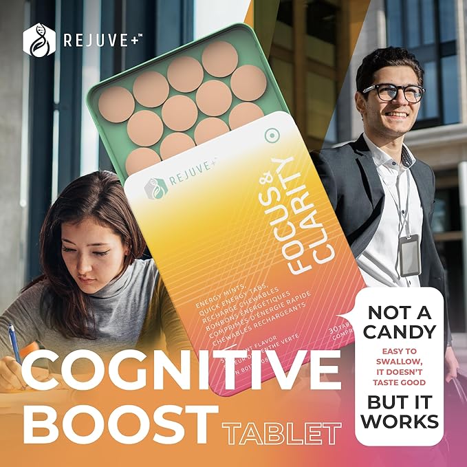 Focus & Clarity Nootropic Supplement – Brian Boost | L-Theanine, Caffeine, Lion’s Mane, Magnesium, Vitamin B6 & B12 | Brain Support, Memory, Focus & Energy | Mint Flavor (30 Chewables) (1)