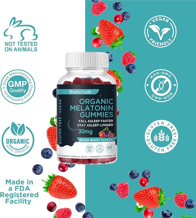 Melatonin Gummies (30mg) Enhanced with L-theanine & Vitamin B6 for Adult Women Men - Extra Strength Chewables Calm Gummy - Gluten Free