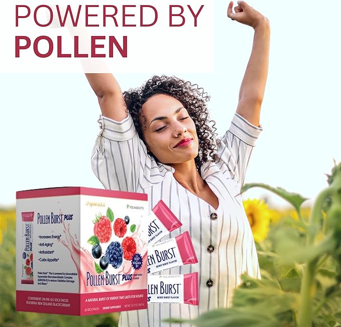 Youngevity Pollen Burst Energy Drink - Strawberry Acai 30 Count Box
