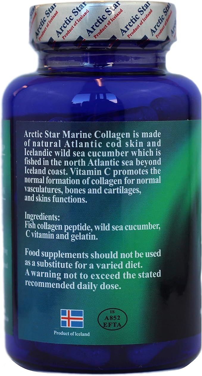 Arctic Star Marine Collagen-Vital Proteins Marine Collagen Peptides Supplement Pills for Healthy Skin Hair Nail - Hydrolyzed Collagen from Iceland - Joint Pain & Immune System Booster 90 Capsules