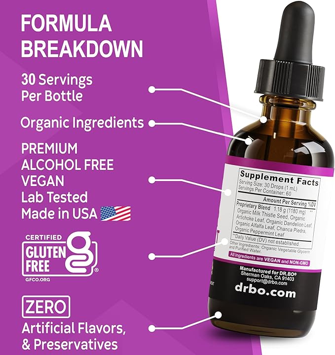 Liver Cleanse Detox & Repair Organic - Natural Liver Support Supplement Liquid Drops, Milk Thistle Dandelion, Chanca Piedra Extract, Artichoke - Gallbladder Health Formula Supplements Liquid Drops 2oz