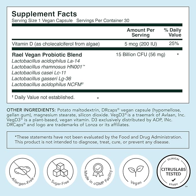 Rael Probiotics for Women - pH Balance Supplement with Prebiotics, Vaginal Immune Health, Yeast & Flora Support, Odor Control, Vegan (30 Servings)