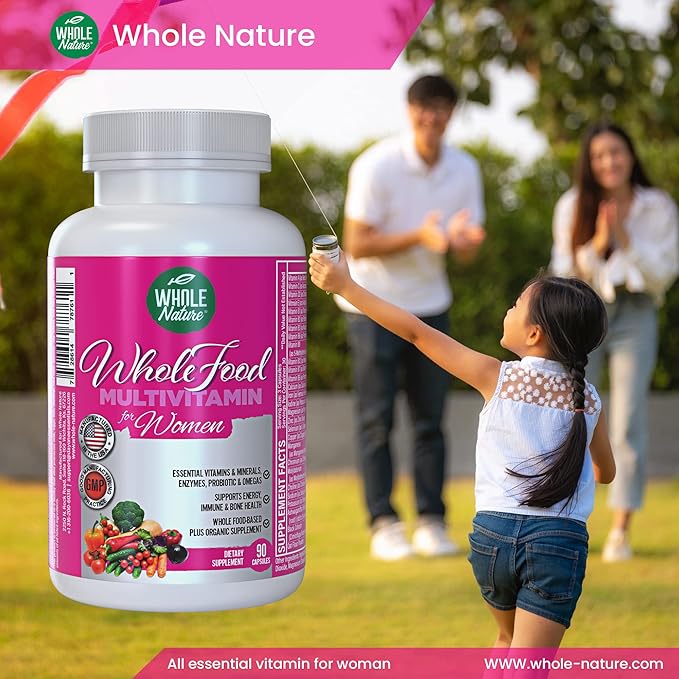 Whole Food Multivitamin for Women - with B12 Methyl Folate, Womens Multi Vitamin Minerals, Probiotics and Omegas. Vegan Vitamins for Women. Non GMO Daily Supplement Plus- 90 Capsules