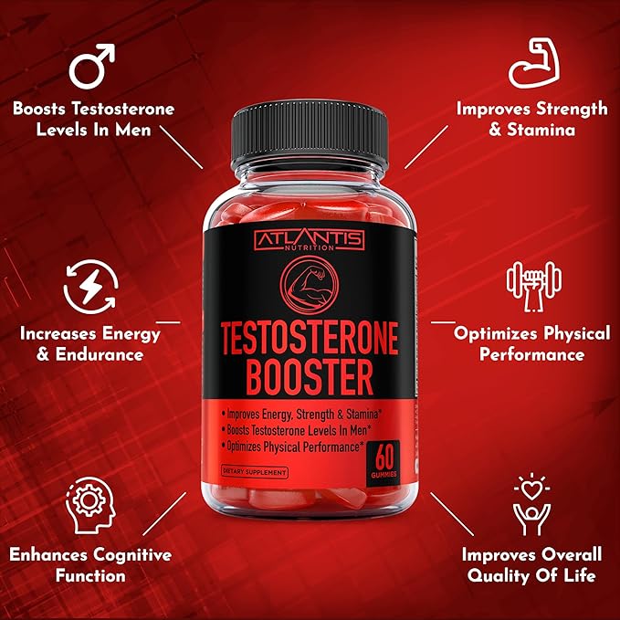 Atlantis Nutrition Keto Apple Cider Vinegar 60 Gummies + Testosterone Booster 2-Pack (120 Gummies)