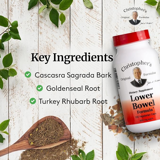 Christopher's Original Formulas Lower Bowel Cleanse Formula Capsules - Herbal Laxative Colon Cleanse and Gut Cleanse 100 ct.