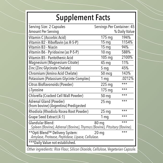 Optimal Health Systems Opti-Adrenal | Adrenal Restore Supplement | Adrenal Powder, Glandulars, Rhodiola Root & 10+ Key Nutrients | 90 Capsules...