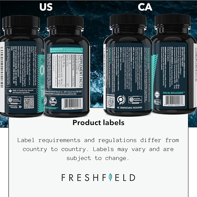 Ocean Saving Omega 3, The Fish Oil Replacement, 2-Month Supply, Sustainably Sourced, Highest Levels of DHA per Capsule (440 mg), Algae Oil, w/DPA. 60 Count