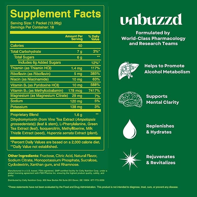 Clear-Eyed Citrus | 18 Powder Sticks | Great Tasting Post Drinking Support | DHM (Dihydromyricetin), Electrolytes, Vitamins, Milk Thistle | Metabolism, Alertness, Rapid Hydration