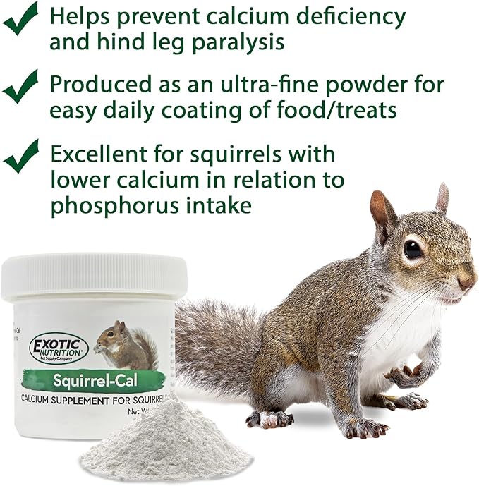 Squirrel-Cal and Squirrel Booster (2 Pack) - Ultra-fine Powdered Calcium Supplement - for Pet Squirrels