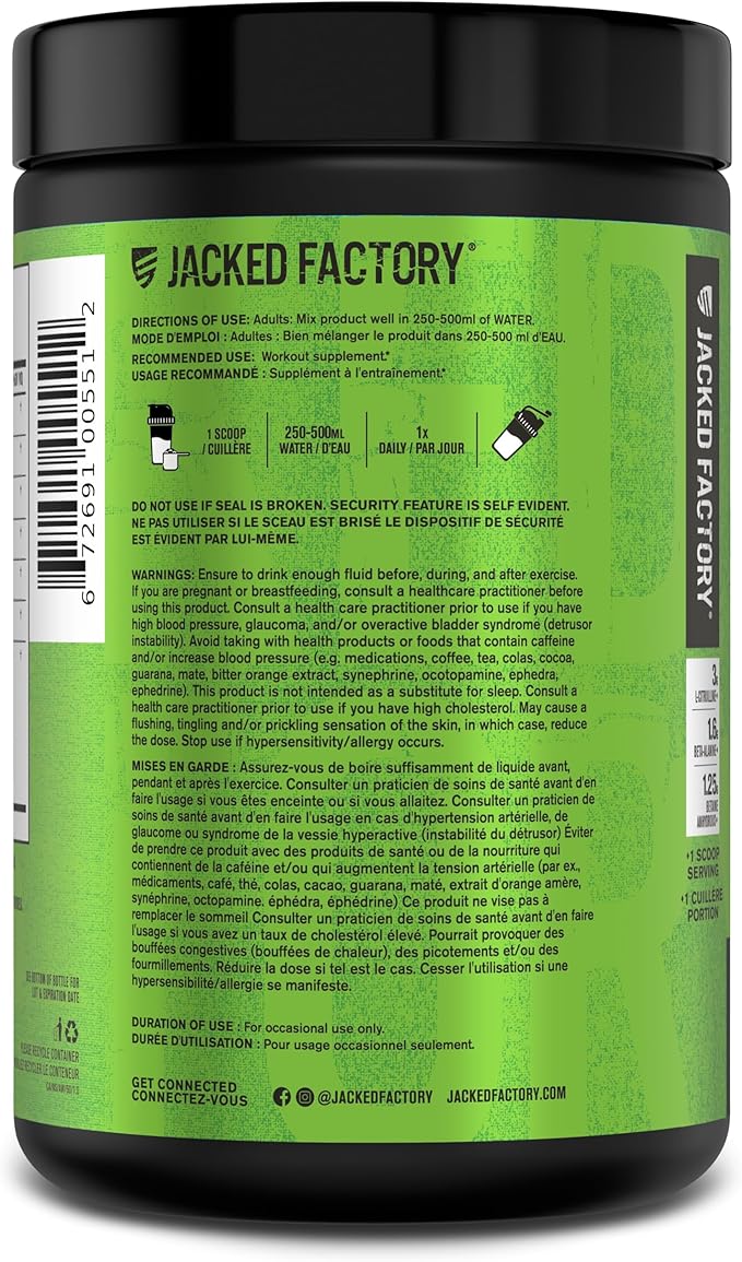 Jacked Factory NITROSURGE Pre Workout Supplement - Endless Energy, Instant Strength Gains, Clear Focus, Intense Pumps - Nitric Oxide Booster & Preworkout Energy Powder - 60 Servings, Arctic White