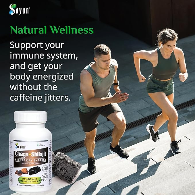 Sayan Siberian Chaga Mushroom Extract with Shilajit 90 Capsules/420mg ea.– Immune and Digestion System Support – Fulvic Acid Supplement – Energy & Clarity – Exclusive Blend – No Fillers