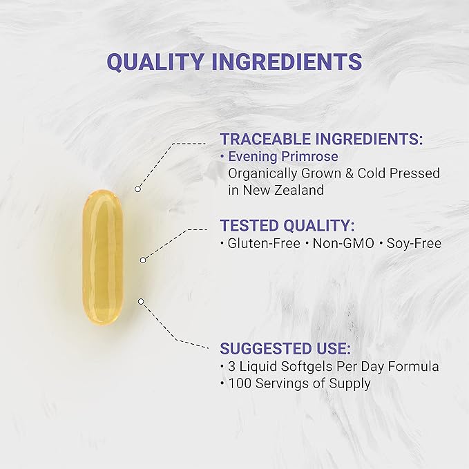 Evening Primrose Oil (Cold Pressed) | 100% Natural from New Zealand | Non-GMO, Soy & Gluten Free, Zero Filler | 300 Mini-Softgels