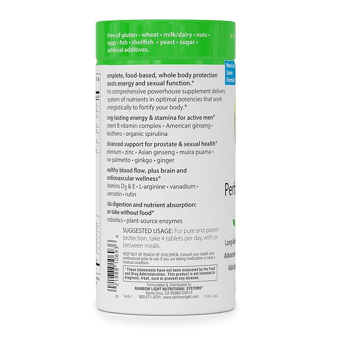 Rainbow Light Men's Multivitamin for Performance Energy, Multivitamin Supplement Provides High-Potency Source of Vitamin C, Vitamin D, Vitamin E and B-Complex, Vegetarian, 90 Count
