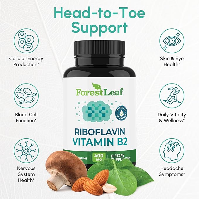Vitamin B2 Riboflavin 400mg - Energy, Skin & Cellular Health Supplement - Nervous System Support - Vitamin B 2 Vit B - Non-GMO & Gluten Free - B2 Vitamin 400mg Vegetable Capsules, 90 Count 2-Pack