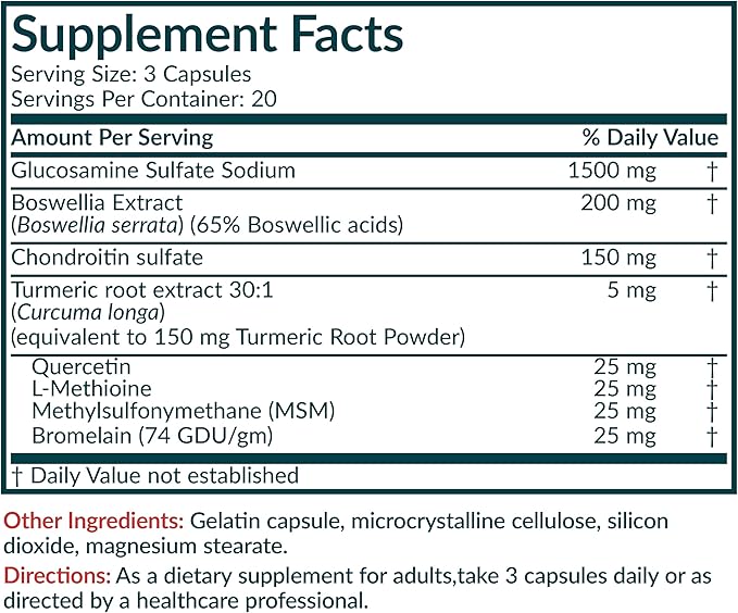 Futurebiotics Glucosamine Chondroitin Turmeric & MSM Advanced Joint Formula, Supports Healthy Joints & Mobility - Non-GMO, 60 Capsules