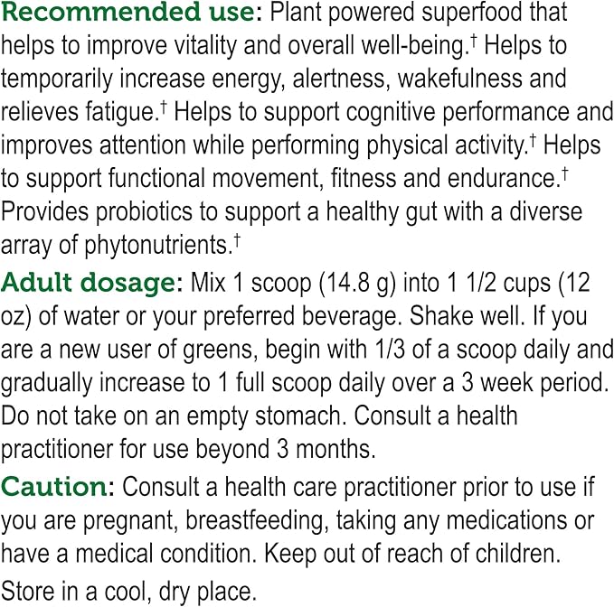 Genuine Health Greens + Extra Energy Superfood Powder, Provides an Immediate Energy Boost & Supports Gut Health, Dark Chocolate Flavor, 30 Servings