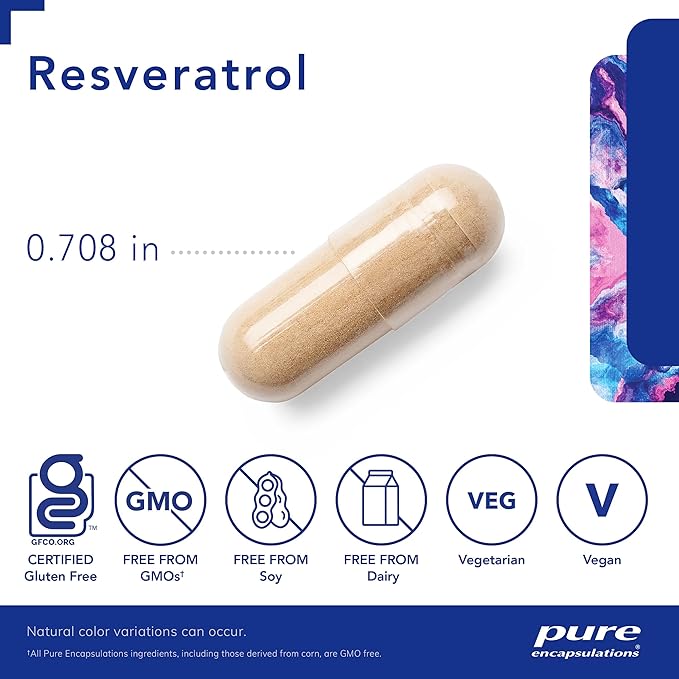 Pure Encapsulations Resveratrol - Cardiovascular, Cellular Health & Memory Support* - 40 mg Trans-Resveratrol - Antioxidants Supplement - Gluten Free & Non-GMO - 120 Capsules