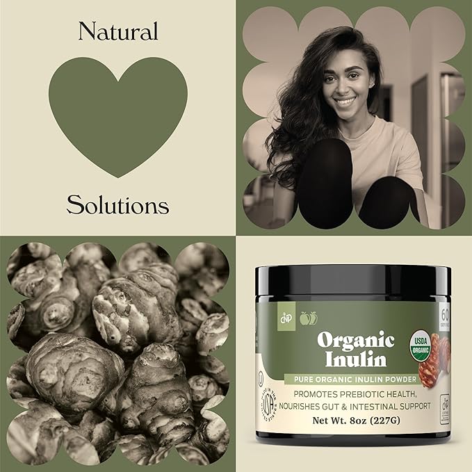 Pure Organic Inulin Powder Fiber Supplement - (Jerusalem Artichoke) Prebiotic Bulk Inulin Fiber Powder 8oz Digestion & Gut Health
