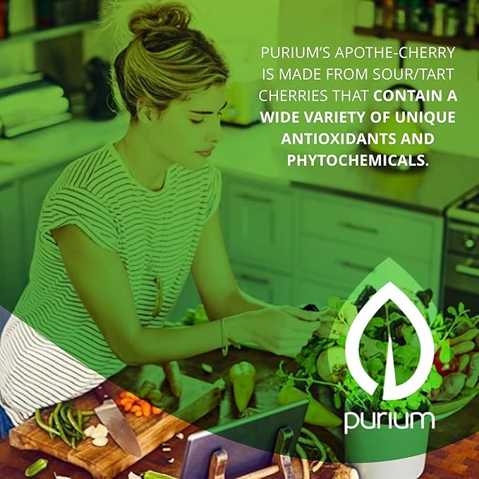Purium Apothe Cherry - 16 oz - Tart Cherry Supplement, Contains Natural Melatonin, Supports Restful Sleep, Healthy Joint Function & Uric Acid Metabolism - 32 Servings