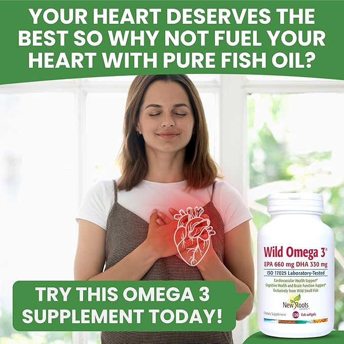 New Roots | Wild Omega-3 Fish Oil Supplement 900mg + EPA 600mg DHA 330 mg, Highest Concentration + Vitamin E (120 Softgels)