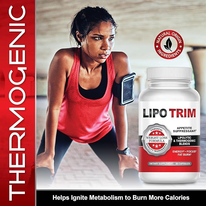 Lipo Trim- Advanced Lipogenic Thermogenic Diet Pills – Boost Energy, Enhance Focus, and Accelerate Fat Loss- 60 Fast Acting Appetite Suppressant Capsules