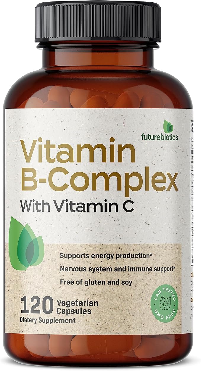 Futurebiotics Vitamin B Complex with Vitamin C Supports Energy Production, Nervous System & Immune Support - Non-GMO, 120 Vegetarian Capsules