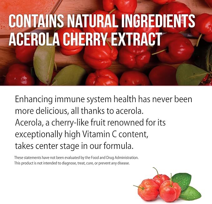 Acerola Cherry Vitamin C 1000mg, Immune Support - 180 Tablets X 4 Bottles (720 Count)