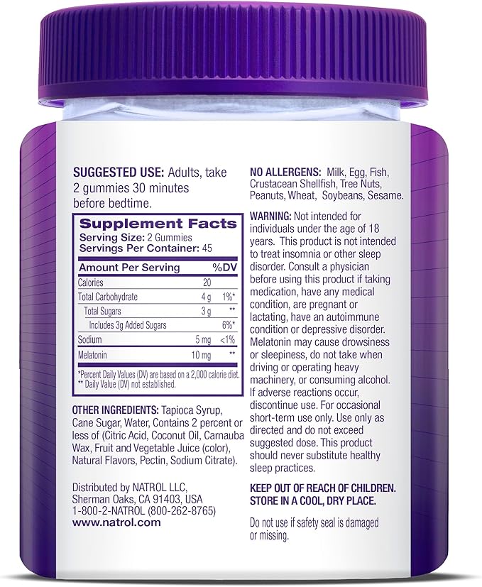 Natrol Melatonin Gummies, Sleep Support, 90 Strawberry-Flavored Adult Melatonin Gummies, 10 mg Sleep Aids for Adults
