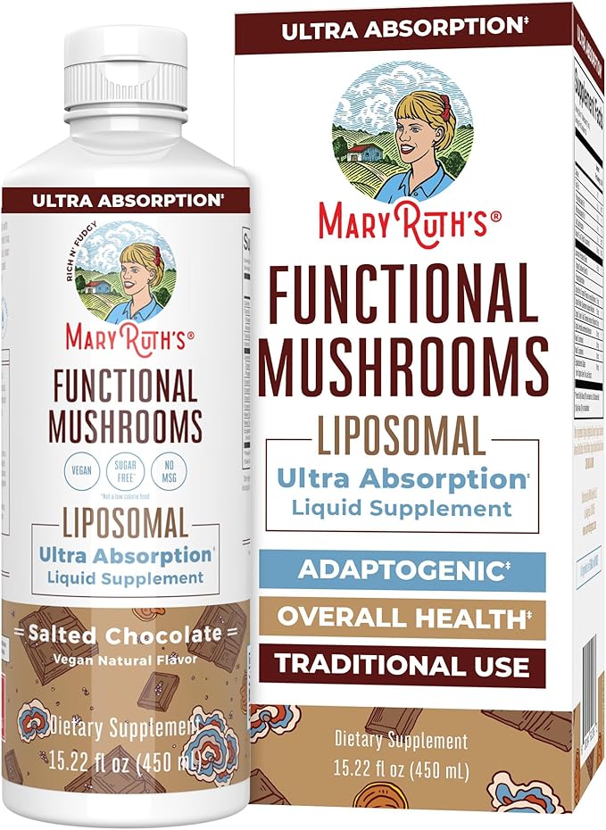 MaryRuth Organics Mushroom, Mushroom Supplement, Mushroom Liquid Vitamin, Reishi Mushroom Supplement for Immune Support, Turkey Tail Vitamin for Stress Relief, Vegan, Non-GMO, Gluten Free, 15.22 Fl Oz