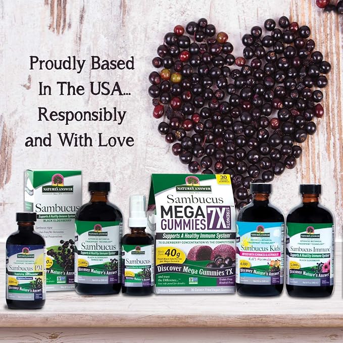 Nature's Answer Sambucus Black Elder Berry Extract Syrup in Plastic Bottle Alcohol-Free 8-Fluid Ounces | Daily Immune Support | Packed with Antioxidants | Family Friendly | Flue Season Defender