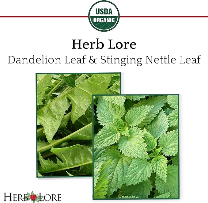 Herb Lore Organic Dandelion & Nettle Tincture - Liquid Dandelion Leaf & Stinging Nettle Leaf Extract Drops (2 fl oz)