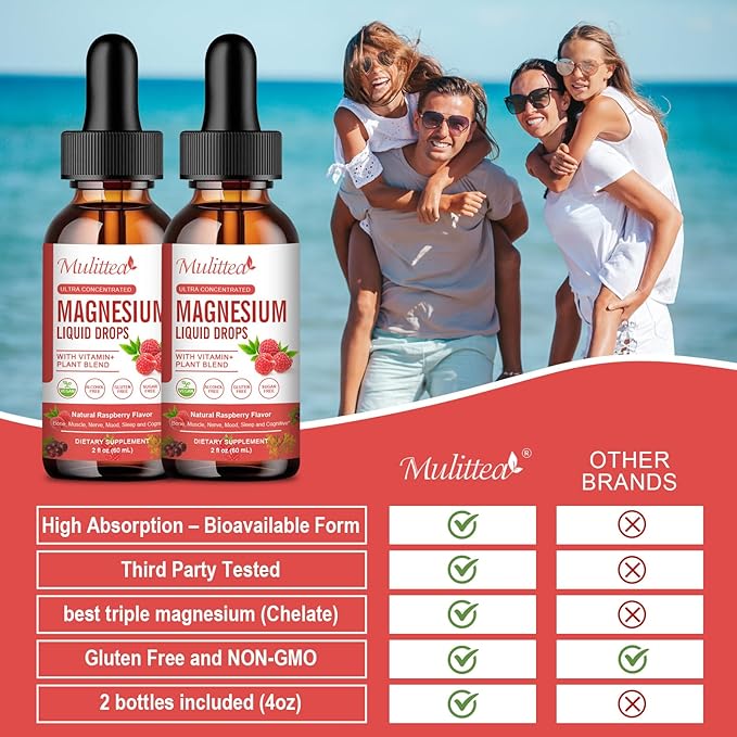 Magnesium Glycinate Liquid Drop - Triple Absorption Supplement to Support Nerves, Night, Heart, Muscles * -Sugar-Free with Potassium, L-Theanine, Sea Moss Vitamin B,C,D3, K2-3Pack