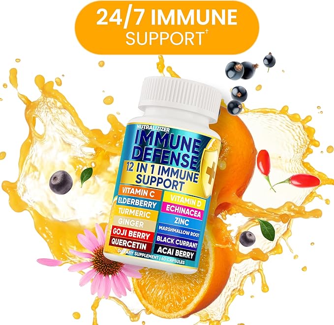 12 in 1 Premium Immune Defense Vitamins - Immune Supplement w/Vitamin D3 5000 IU Vitamin С 1000mg Zinс 50mg - Luxe Choice for Premium Immune Support - with Echinacea Elderberry and Ginger - 120 Caps