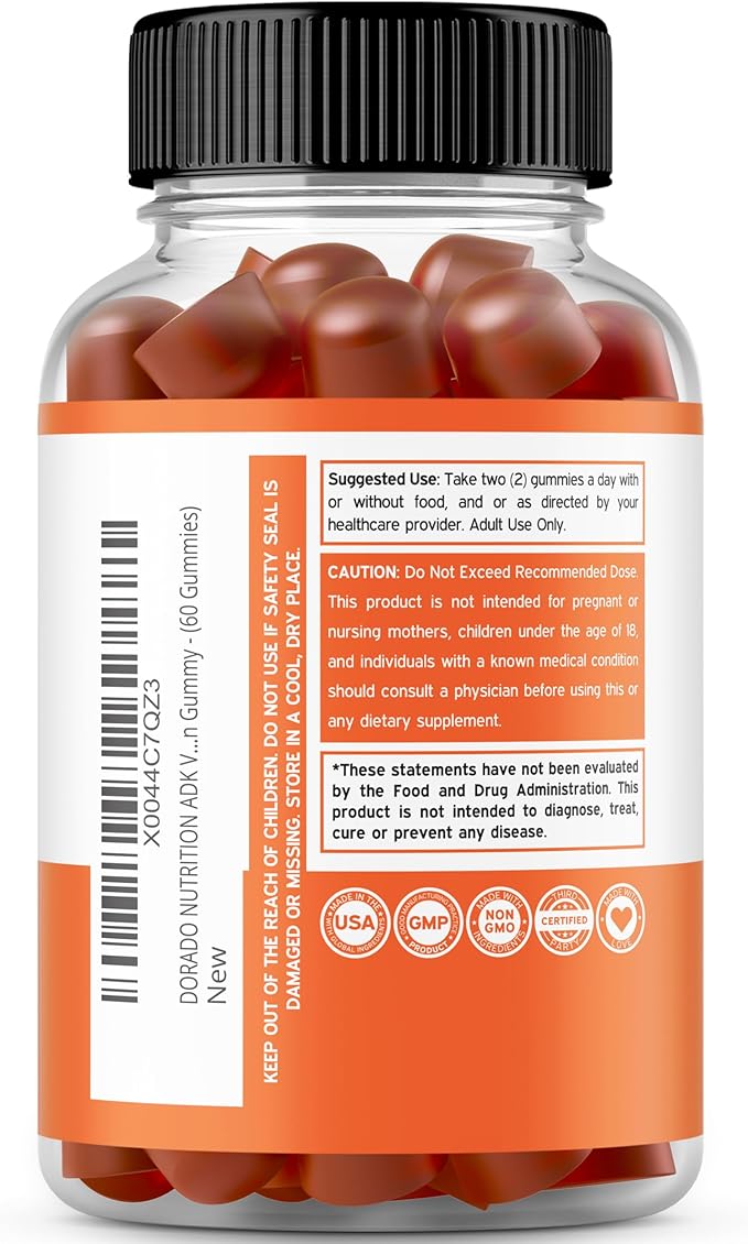 ADK Gummies Vitamin D3 K2 (60 Gummies) - Supplement with D & K - 10 Vegan Supplement - Ceylon Cinnamon (60 Capsules) Digestion Overall Wellness Support - Ceylon Supplements - Vegan & Made in USA