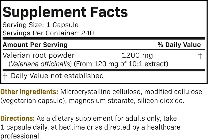 Futurebiotics Valerian Root 1200 MG Promotes Relaxation Non-GMO, 240 Vegetarian Capsules