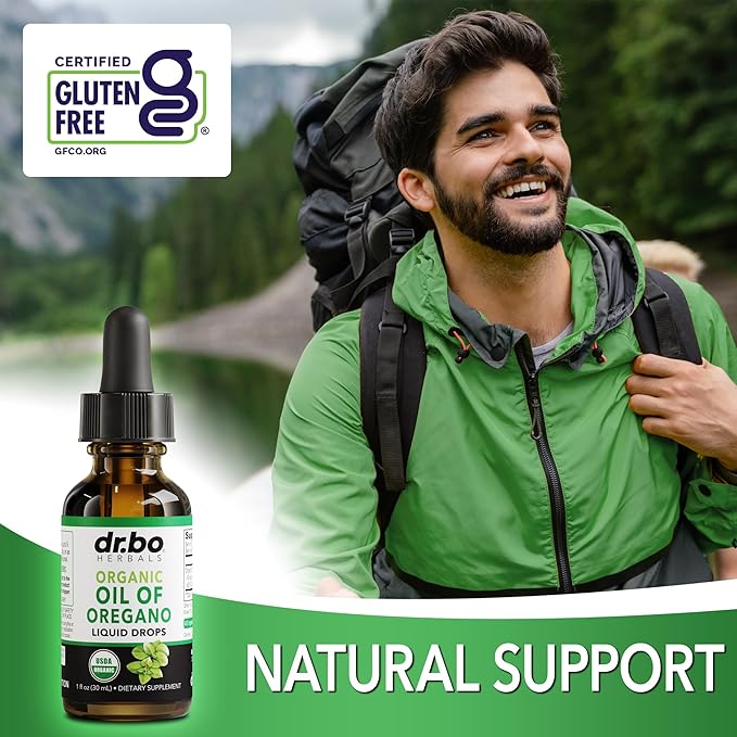 Oregano Oil Organic Liquid Drops - 6 Month Supply Oil of Oregano Drops Tincture Extract, Cleanse, Detox, Immune Support, Digestive Gut Health - Pure Vegan Non-GMO Herbal Organic Oregano Oil Drops 1 oz