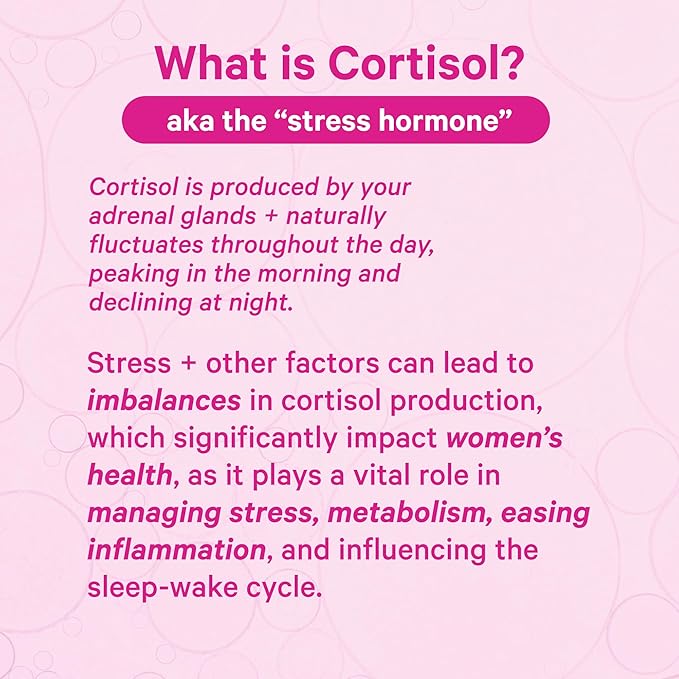 Pink Stork Cortisol Complex - Organic Ashwagandha, Omega 3 DHA, Saffron - Mood Balance, Stress Management, Energy Levels for Women - 60 Count