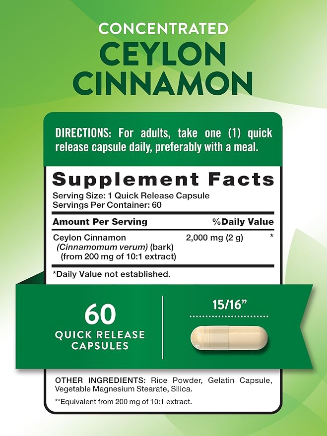 Nature's Truth Ceylon Cinnamon Pill Capsules | 2000mg | Non-GMO & Gluten Free Supplement