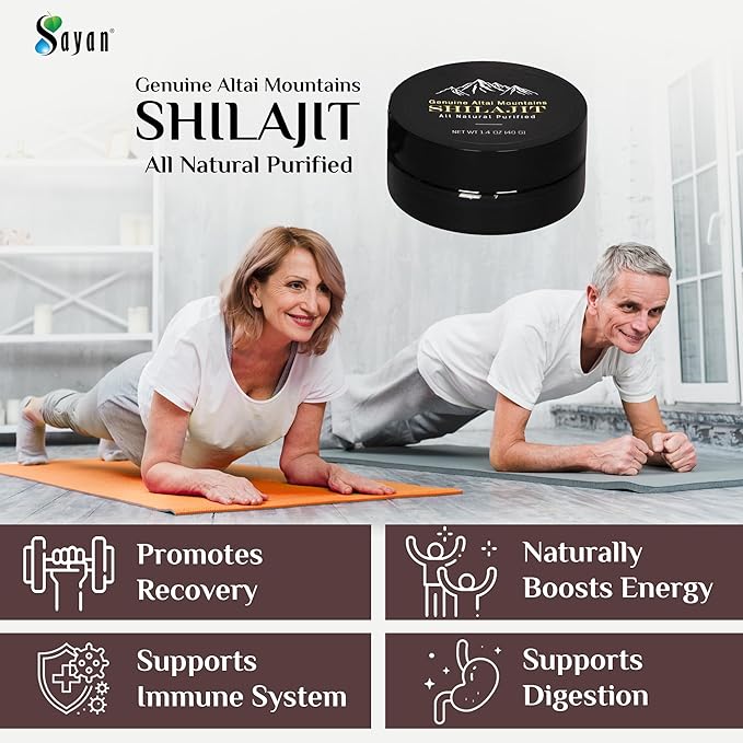 Sayan Pure Shilajit Resin 1.4oz/40g, 265 Servings - Potent Organic Fulvic Acid Supplement - Supports Immune System, Memory, Focus, and Provides Natural Energy, Detox - Vegan, Non-GMO