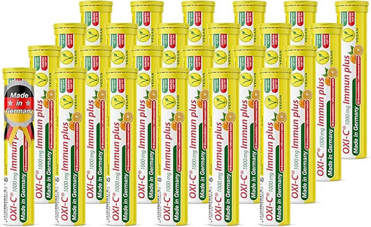 Oxi C 1000 mg Vitamin C - 480 Vegan Drink Effervescent Tablets - Orange Flavor - Made in Germany