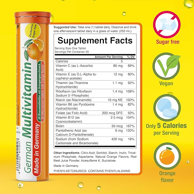T&D German Immun Boost Package 60 Servings - Vegan, Zero Sugar - Drink Effervescent Tablets - Vitamin C, Zinc, Multivitamin Pharma - Made in Germany