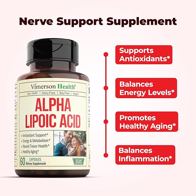 Alpha Lipoic Acid - ALA Nerve Support Supplement 650mg for Inflammation, Energy, Metabolism, Antioxidant & Aging Support. High Potency Alpha-Lipoic Acid - Vegan, Non-GMO. Made in the USA. 60 Capsules