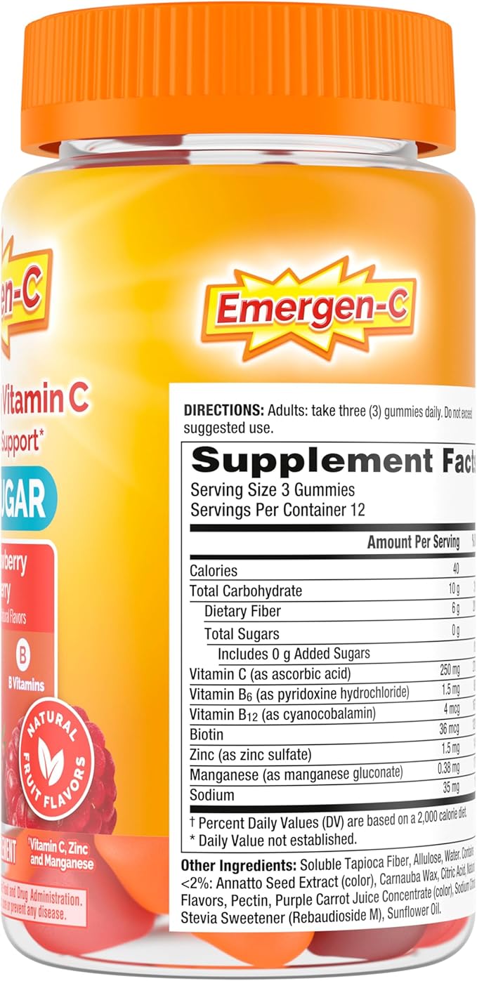 Emergen-C Zero Sugar Immune Support Adult Gummies 36 Count