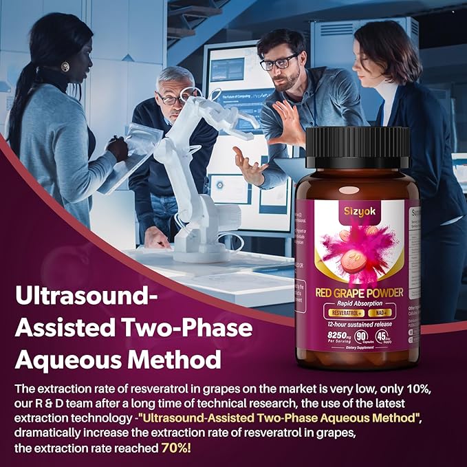 Piceid Resveratrol Supplement and NAD+ Cell Regenerator, Nitric Oxide Supplement, Support Heart Health, Blood Flow, Cellular Energy Production & Metabolism, Red Grape Powder, 45 Day Supply, 3 Pack